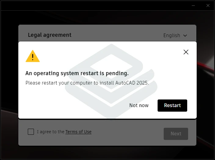 حل مشکل An operating system restart is pending