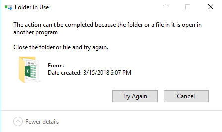 خطای حذف فایل