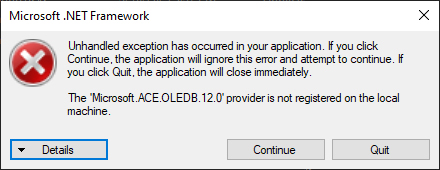 خطای Microsoft.ACE.OLEDB.12.0