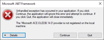 خطای خطای Microsoft.ACE.OLEDB.12.0